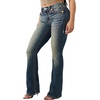 True Religion Women’s Becca Mr Bootcut Sup T Flap Jeans – Mid Rise Bootcut, Stretch Denim Blend, Premium Fabric(Sundown Blue)