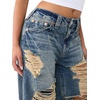 True Religion Women’s Destroyed Jessie Layered Baggy Jean – 100% Cotton Denim, Baggy Fit, Statement Style(Huntington Fade W/ Destroy)