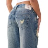 True Religion Women’s Destroyed Jessie Layered Baggy Jean – 100% Cotton Denim, Baggy Fit, Statement Style(Huntington Fade W/ Destroy)