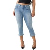 True Religion Women’s Jennie Midrise Capri Flap Jeans – Capri Length, Premium Stretch Denim, Trendy Fit(Baja Horizon)
