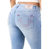 True Religion Women’s Jennie Single Needle Mid Rise NF Skinny Jean – Skinny Silhouette, Premium Stretch Denim, Trendy Fit(Light Blue Suede Wash)
