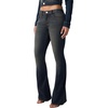 True Religion Women’s Joey Single Needle Studded Flap Flare Jeans – Flare Silhouette, Premium Stretch Denim, Trendy Fit(Dark Eclipse Wash)