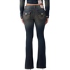 True Religion Women’s Joey Single Needle Studded Flap Flare Jeans – Flare Silhouette, Premium Stretch Denim, Trendy Fit(Dark Eclipse Wash)