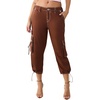 True Religion Women’s Y2K Cargo Mid Rise Capri Pants – 100% Cotton, Mid Rise Fit, Capri Length(Chocolate Fondant)