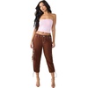 True Religion Women’s Y2K Cargo Mid Rise Capri Pants – 100% Cotton, Mid Rise Fit, Capri Length(Chocolate Fondant)