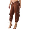 True Religion Women’s Y2K Cargo Mid Rise Capri Pants – 100% Cotton, Mid Rise Fit, Capri Length(Chocolate Fondant)