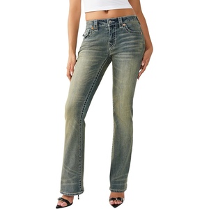 True Religion Women’s Becca Mid Rise Bootcut Big T Flap Jeans – Cotton Blend, Bootcut Fit, Flap Pocket Detail(Gold Rush)