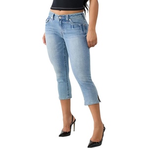 True Religion Women’s Jennie Midrise Capri Flap Jeans – Capri Length, Premium Stretch Denim, Trendy Fit(Baja Horizon)