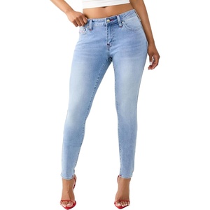 True Religion Women’s Jennie Single Needle Mid Rise NF Skinny Jean – Skinny Silhouette, Premium Stretch Denim, Trendy Fit(Light Blue Suede Wash)