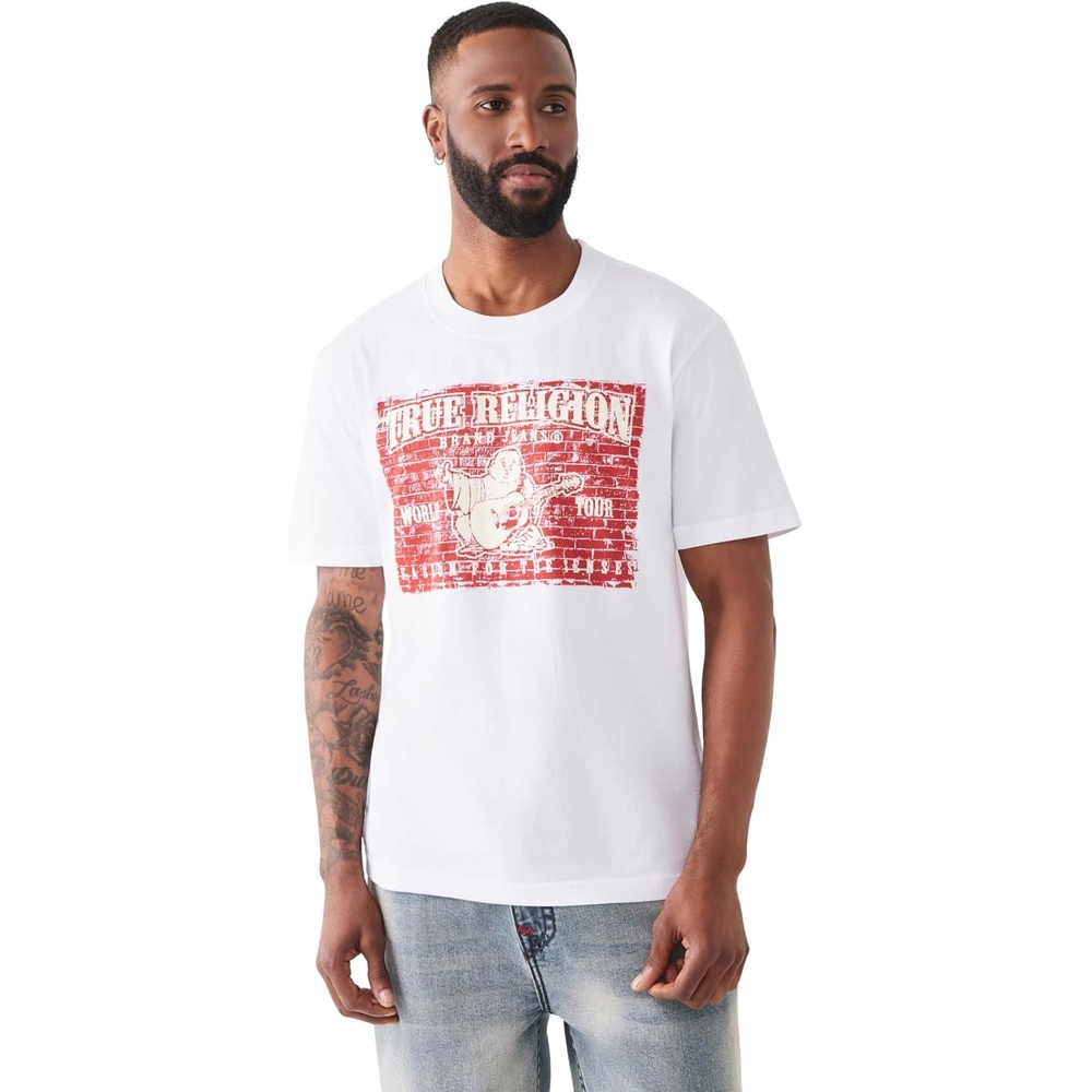 image:imageTrue Religion Mens Brick Buddha Tee 100 Cotton T Shirt Comfortable Fit Durable StyleOptic White