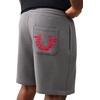 True Religion Men’s Groovy Horseshoe Fleece Short – Cotton Blend, Soft Feel, Athletic Style(Granite Grey)