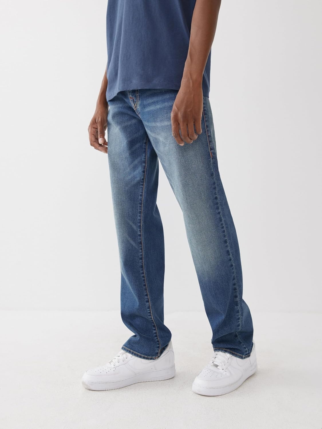 image:imageTrue Religion Ricky SPT StraightLeg Mens Jeans Denim Jeans for Men Designer Jeans Slim StraightFoum Baseline
