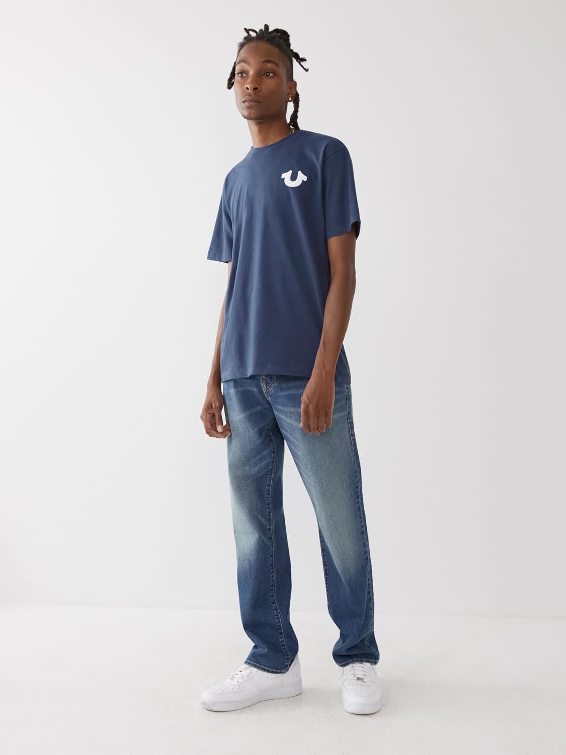 image:imageTrue Religion Ricky SPT StraightLeg Mens Jeans Denim Jeans for Men Designer Jeans Slim StraightFoum Baseline