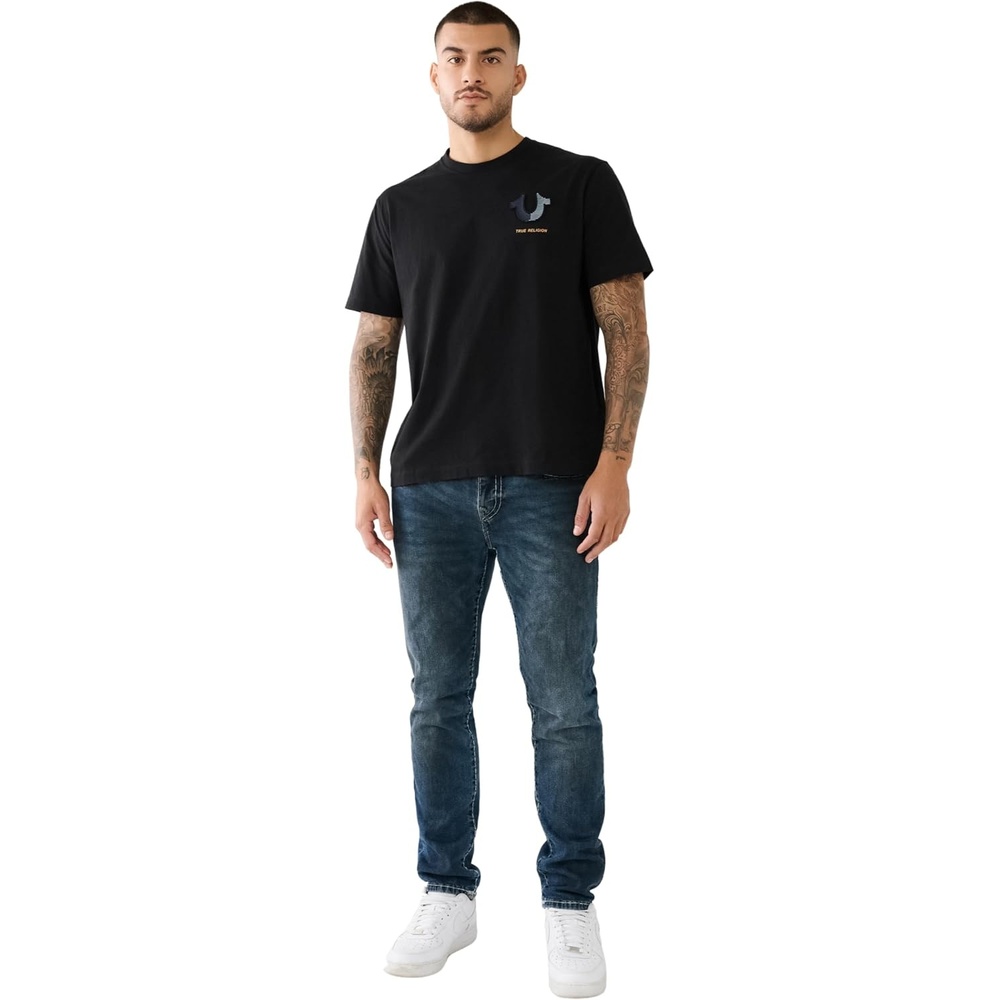 image:imageTrue Religion Ricky SPT StraightLeg Mens Jeans Denim Jeans for Men Designer Jeans Slim StraightSlate Dark