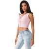 True Religion Women’s Applique Lace Up Rib Tank | Ribbed Stretch Knit(Cherry Blossom)