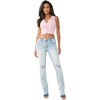 True Religion Women’s Applique Lace Up Rib Tank | Ribbed Stretch Knit(Cherry Blossom)