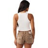 True Religion Women’s Applique Lace Up Rib Tank | Ribbed Stretch Knit(Winter White)