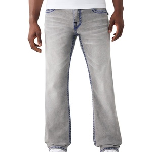 True Religion Men’s Ricky Super T Flap Straight Jeans | Straight Fit, Flap Pocket Detail, Cotton Blend(Orbit Dusk Grey Wash)