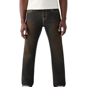 True Religion Men’s Ricky Super T Flap Straight Jeans | Straight Fit, Flap Pocket Detail, Cotton Blend(Sunset Stereo Dark Wash)