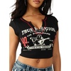 True Religion Women’s Buddha V Notch Baby Tee(Jet Black)