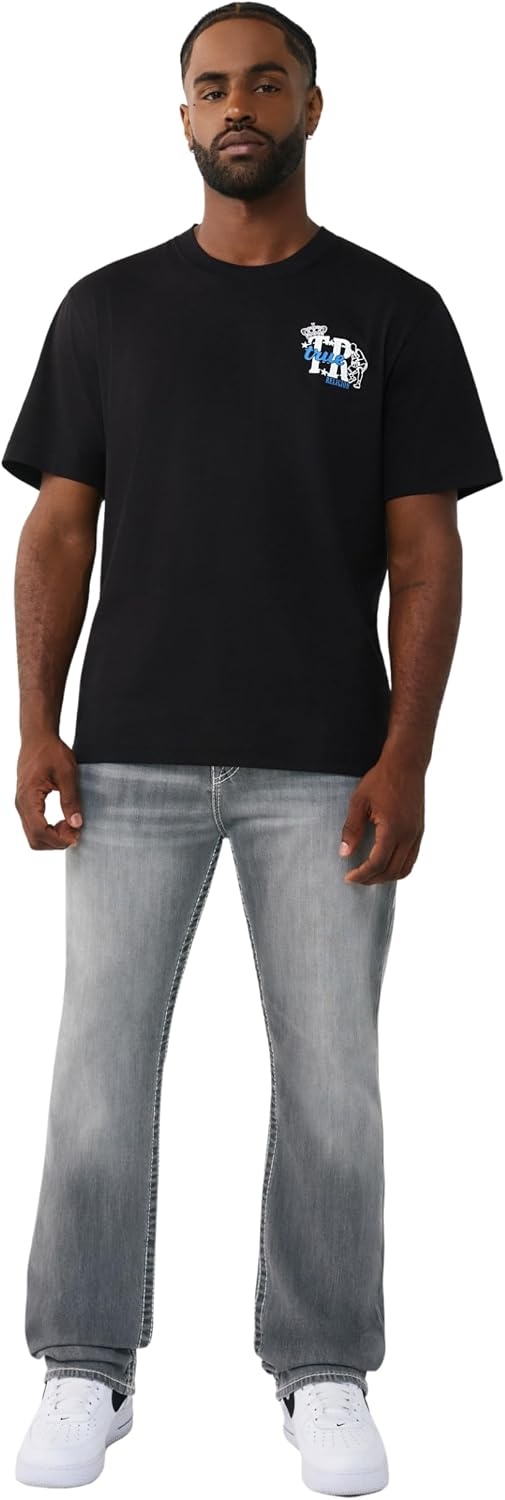 image:imageTrue Religion Mens High Density Logo Tee Graphic Print Crew Neck EuropeanInspired DesignJet Black