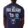 True Religion Men’s High Density Logo Tee | Graphic Print, Crew Neck, European-Inspired Design(Midnight Navy)