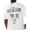 True Religion Men’s High Density Logo Tee | Graphic Print, Crew Neck, European-Inspired Design(Winter White)