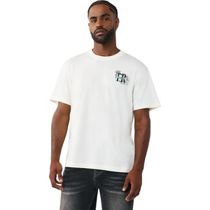True Religion Men’s High Density Logo Tee | Graphic Print, Crew Neck, European-Inspired Design(Winter White)