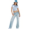 True Religion Bobbi Big T Baggy Jeans for Women – Low Rise Wide Leg Denim with Two-Tone Stitching & Flap Pockets