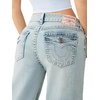 True Religion Bobbi Big T Baggy Jeans for Women – Low Rise Wide Leg Denim with Two-Tone Stitching & Flap Pockets