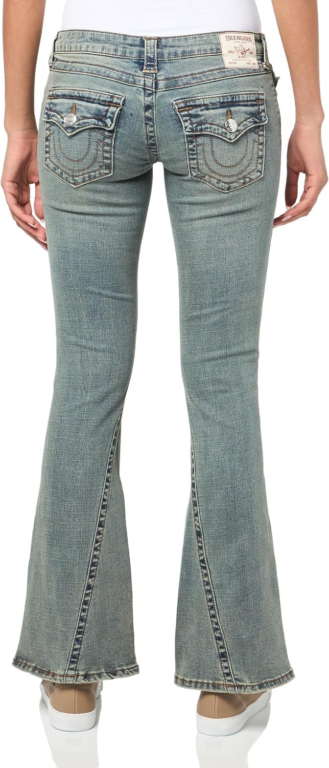 image:imageTrue Religion Womens Joey Low Rise Flare Jeans Flare SilhouetteMedium Vintage