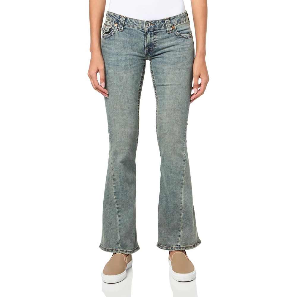 image:imageTrue Religion Womens Joey Low Rise Flare Jeans Flare SilhouetteMedium Vintage
