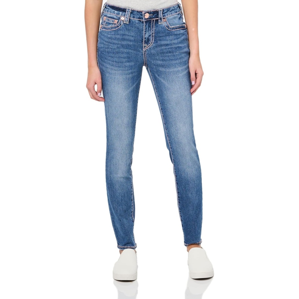 image:imageTrue Religion Womens Misses Halle Super Skinny Midrise Big T Jean