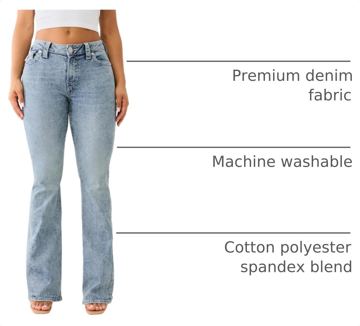 image:imageTrue Religion Womens Joey Mid Rise Flare Jean Womens Jeans Flare Jeans for Women Comfortable amp TrendyPeak Spot