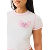 True Religion Women’s Contrast Stitch Wing Baby Tee | Womens Tops | T Shirts for Women, Graphic Tees for Women, Crew Neck(Optic White)