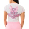 True Religion Women’s Contrast Stitch Wing Baby Tee | Womens Tops | T Shirts for Women, Graphic Tees for Women, Crew Neck(Optic White)
