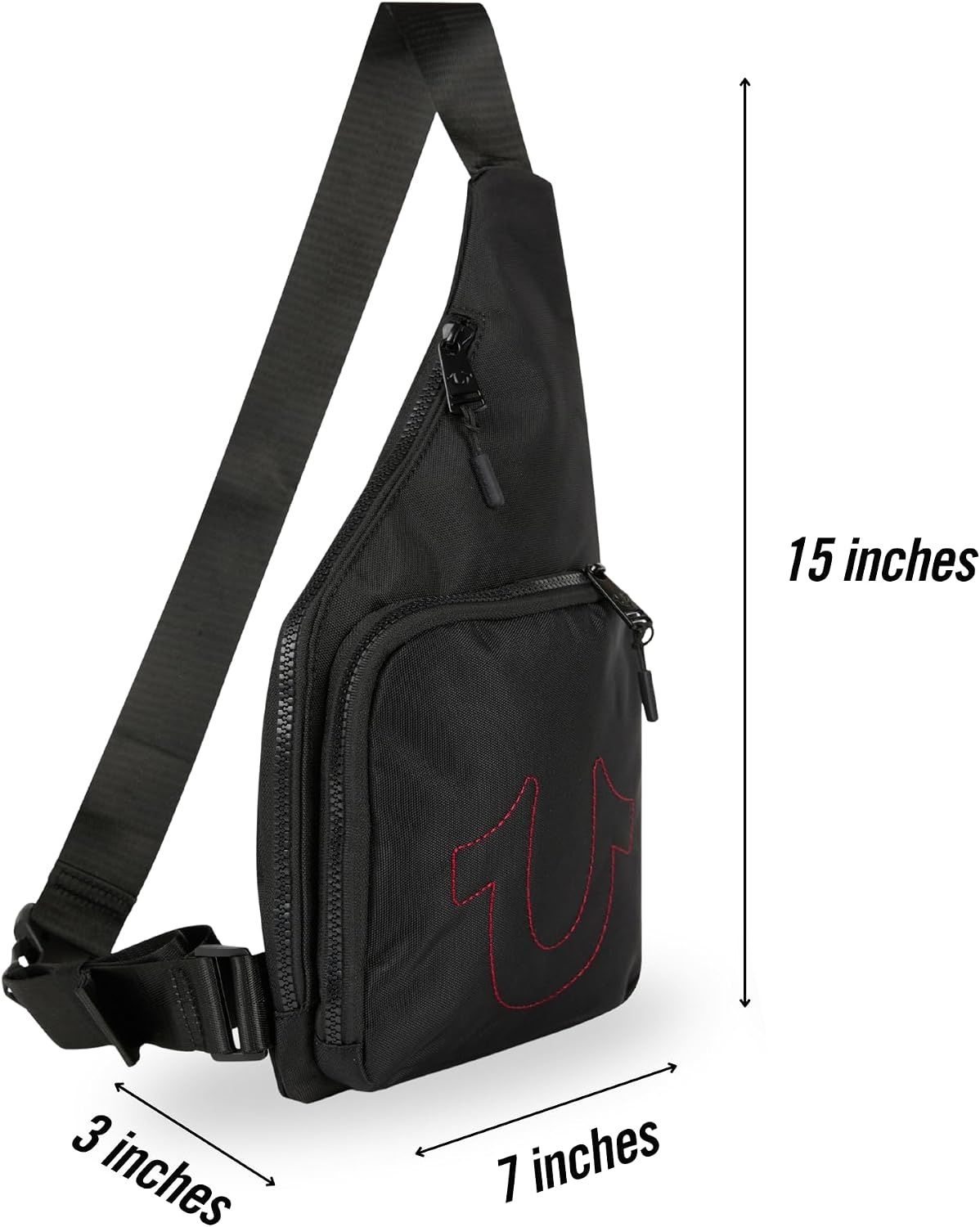 image:imageTrue Religion Crossbody Bag Men Anti Theft Shoulder Sling Zipper Phone Antitheft Mens crossbody sling bag zipper phone pocket key leash adjustable strap everyday carryBlackRed
