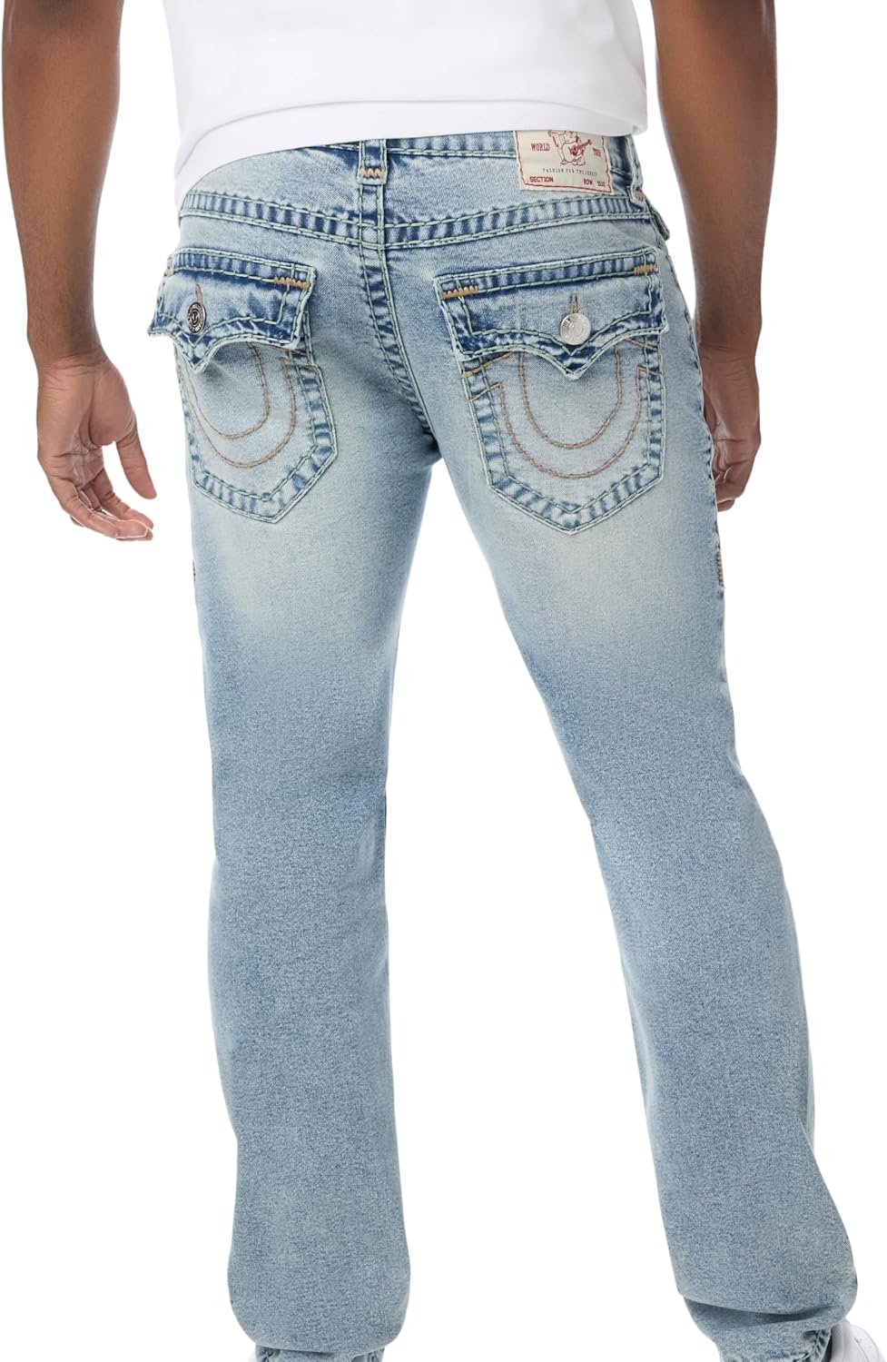 image:imageTrue Religion Mens Rocco Super T Flap 32 Skinny Jeans Flap Pocket Detail 98 Cotton 2 SpandexOptic Stone Light Wash