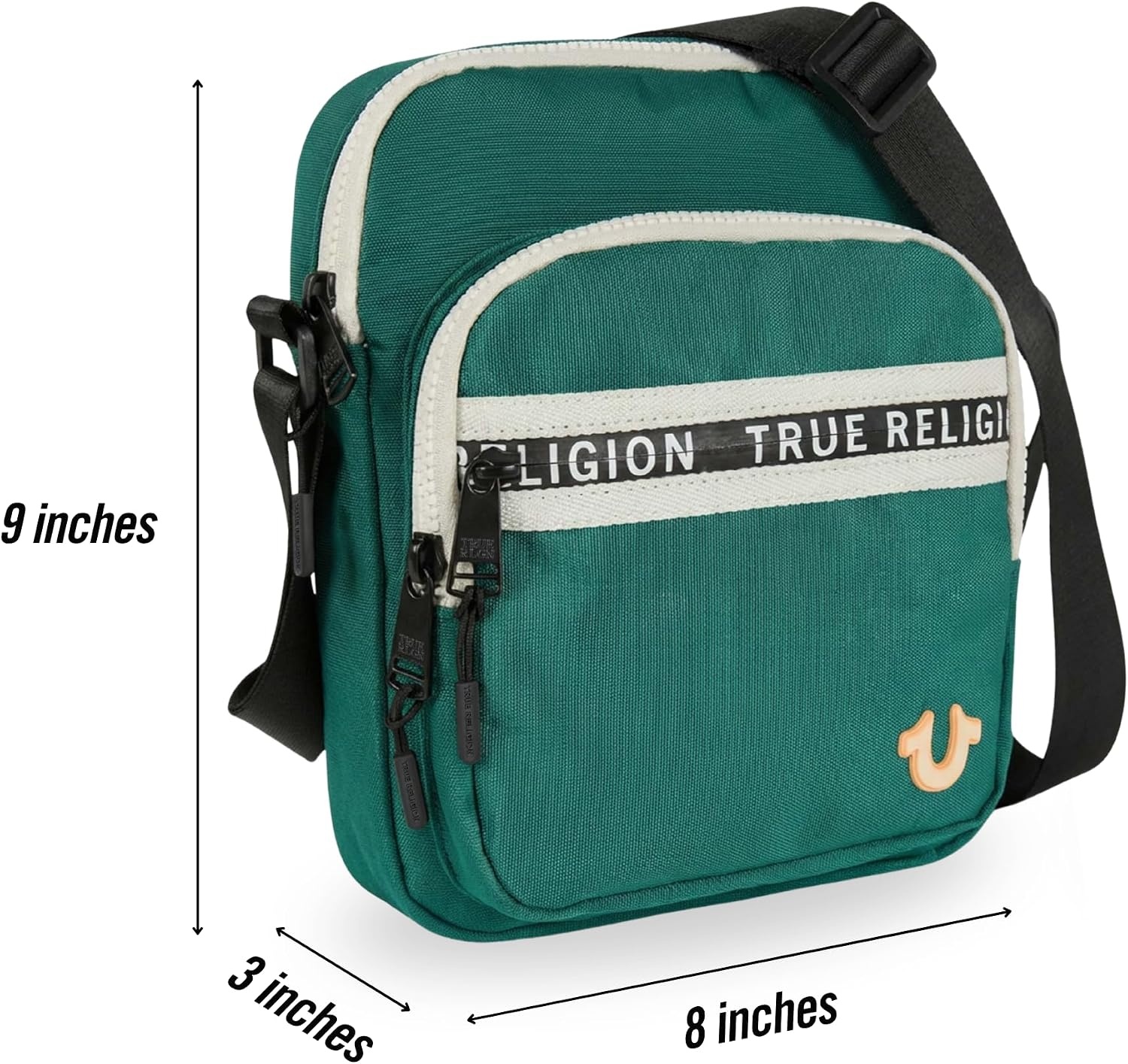 image:imageTrue Religion Small Crossbody Bag Men Anti Theft Strap Adjustable Strap Compact antitheft nylon crossbody sling bag front compartment key leash adjustable strap shoulder bag walletGreen
