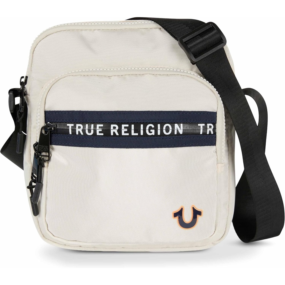 image:imageTrue Religion Small Crossbody Bag Men Anti Theft Strap Adjustable Strap Compact antitheft nylon crossbody sling bag front compartment key leash adjustable strap shoulder bag walletWhite