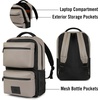 True Religion Laptop Backpack for Men Vegan Leather, 17in Sleeve, Flight | Vegan leather mens backpack, 17in laptop backpack, tech bag with cargo pockets, water bottle pocket, TSA approved.(Lt Grey)