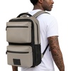 True Religion Laptop Backpack for Men Vegan Leather, 17in Sleeve, Flight | Vegan leather mens backpack, 17in laptop backpack, tech bag with cargo pockets, water bottle pocket, TSA approved.(Lt Grey)