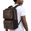True Religion Laptop Backpack for Men Vegan Leather, 17in Sleeve, Flight | Vegan leather mens backpack, 17in laptop backpack, tech bag with cargo pockets, water bottle pocket, TSA approved.(Brown)