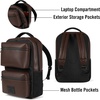 True Religion Laptop Backpack for Men Vegan Leather, 17in Sleeve, Flight | Vegan leather mens backpack, 17in laptop backpack, tech bag with cargo pockets, water bottle pocket, TSA approved.(Brown)