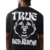 True Religion Men’s Buddha Logo Tee | Felt Horseshoe | Buddha Graphic, Premium Cotton(Jet Black)