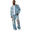 True Religion Men’s Vinny Patch Big T Ultra Baggy Jean 34” | Whiskering | Signature Horseshoe, Dark Wash