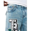 True Religion Men’s Vinny Patch Big T Ultra Baggy Jean 34” | Whiskering | Signature Horseshoe, Dark Wash