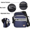 True Religion Small Crossbody Bag Men – Anti Theft Strap, Adjustable Strap | Compact anti-theft nylon crossbody sling bag, front compartment, key leash, adjustable strap shoulder bag, wallet.(Blue)
