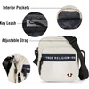 True Religion Small Crossbody Bag Men – Anti Theft Strap, Adjustable Strap | Compact anti-theft nylon crossbody sling bag, front compartment, key leash, adjustable strap shoulder bag, wallet.(White)