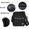 True Religion Small Crossbody Bag Men – Anti Theft Strap, Adjustable Strap | Compact anti-theft nylon crossbody sling bag, front compartment, key leash, adjustable strap shoulder bag, wallet.(Black)